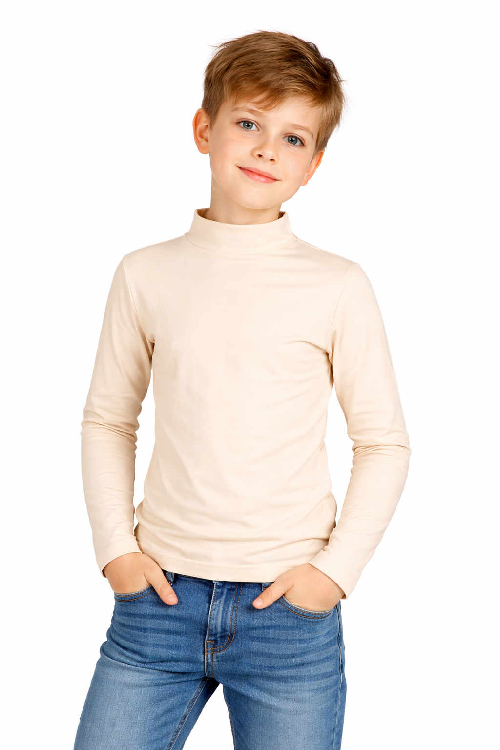 MAGLIETTA DANZA COLLO LUPETTO LYCRA CARNE BAMBINA E BAMBINO